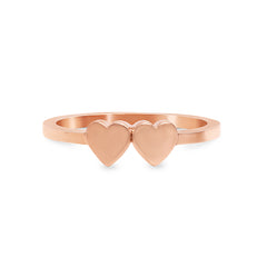 14K Gold Double Heart Ring ~ Engraveable