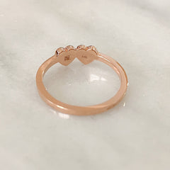 14K Gold Double Heart Ring ~ Engraveable