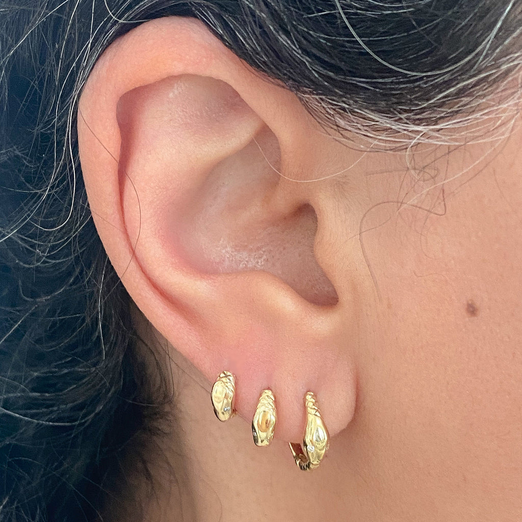 Women's Double Cut Out Medium Hoop Earrings