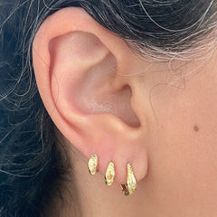 14K Gold Ouroboros Snake Huggie Hoop Earrings ~ Medium Size, In Stock!