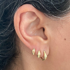 14K Gold Ouroboros Snake Huggie Hoop Earrings ~ Small Size