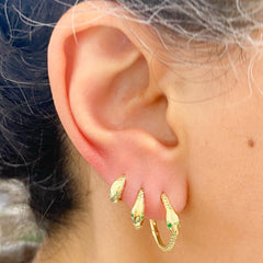14K Gold Ouroboros Snake Huggie Hoop Earrings ~ Large Size