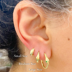 14K Gold Ouroboros Snake Huggie Hoop Earrings ~ Medium Size, In Stock!