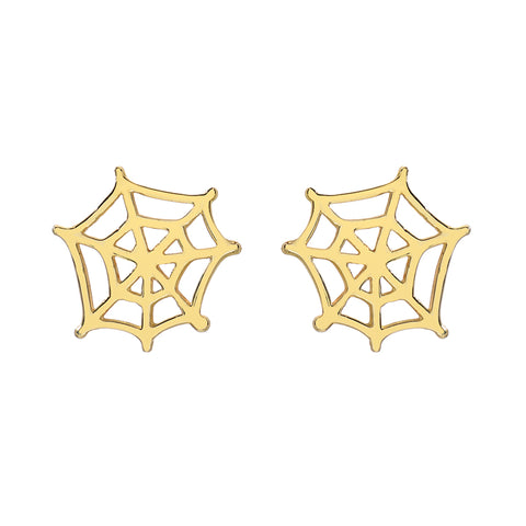 14K Gold Spider Web Stud Earrings