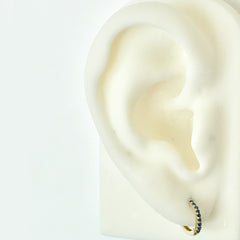 14K Gold Pavé Sapphire Medium Size (10mm) Huggie Hoop Earrings