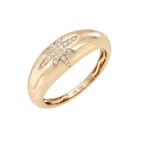 14K Gold Starburst Pavé Diamond Domed Stack Ring ~ LIMITED EDITION