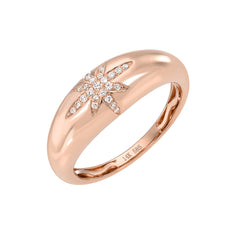 14K Gold Starburst Pavé Diamond Domed Stack Ring ~ LIMITED EDITION