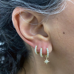 14K Gold Diamond Thick Huggie Hoop Earrings (11.5mm x 8.25mm) ~ In Stock!