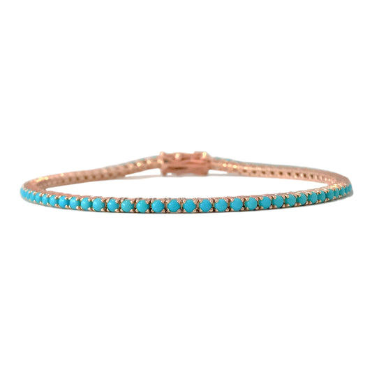 14K Gold Turquoise Tennis Bracelet