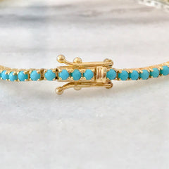 14K Gold Turquoise Tennis Bracelet