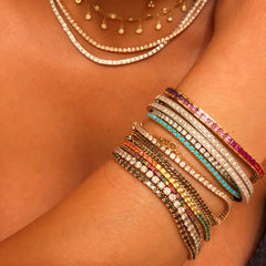 14K Gold Turquoise & Diamond Tennis Bracelet ~ In Stock!