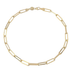 14K Gold Thin Elongated Oval Link Ankle Bracelet, Large Size Links