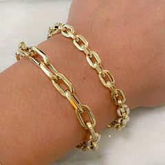 14K Gold Thick Flat Oval Link Bracelet, Small Size Links ~ In Stock!