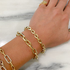 14K Gold Thick Flat Oval Link Bracelet, Small Size Links ~ In Stock!