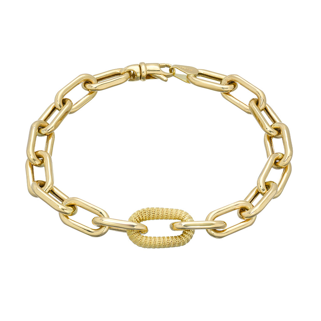 14K Gold Rope Detail Thick Oval Link Bracelet ~ LIMITED EDITION