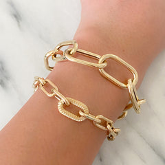 14K Gold Rope Detail Thick Oval Link Bracelet, LIMITED EDITION ~ In Stock!