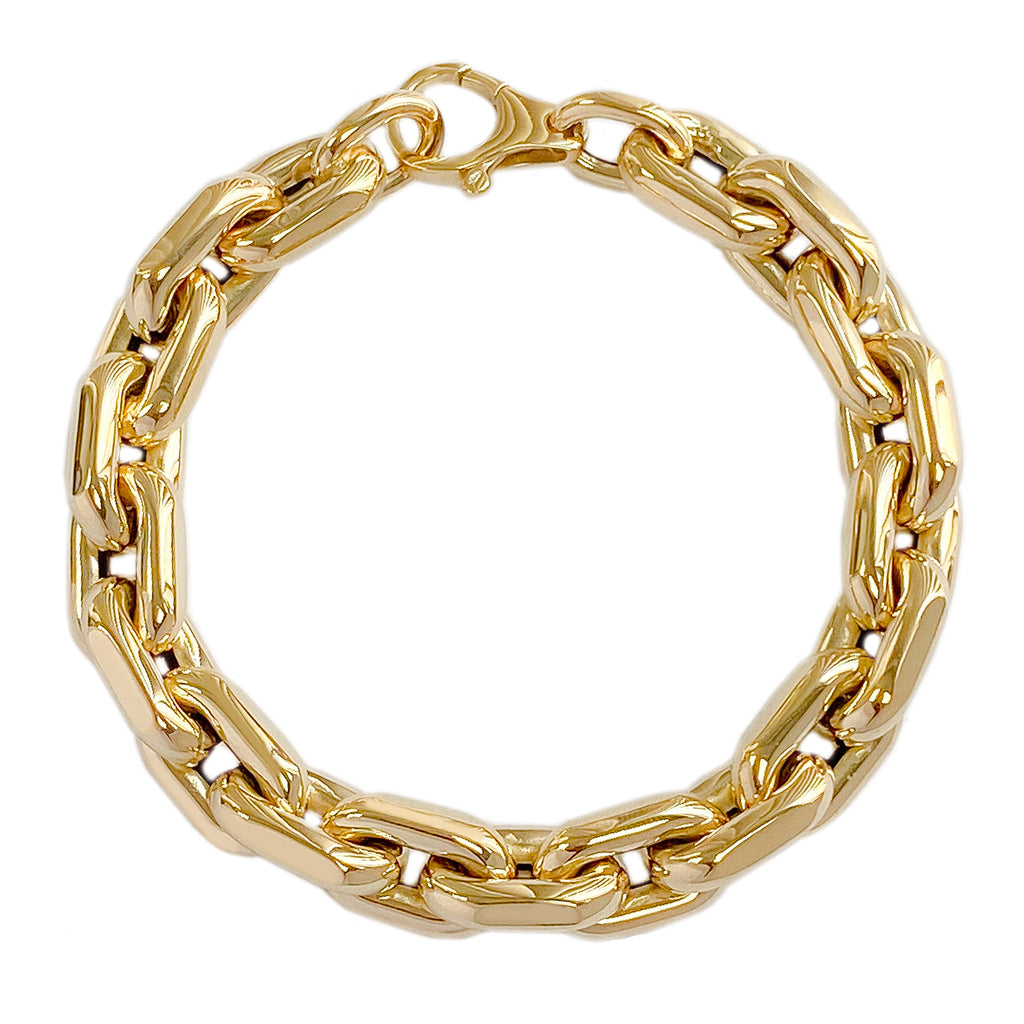 14K Gold Thick Puffy Oval Link Bracelet ~ Large Links