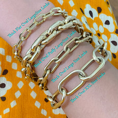 14K Gold Thick Puffy Oval Link Bracelet ~ Large Links