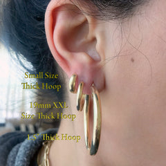 14K Gold 4mm Thick Tube Hoop Earrings, 1.5 Inch Diameter ~ In Stock!