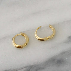 14K Gold Thick Small Size Huggie Hoop Earrings