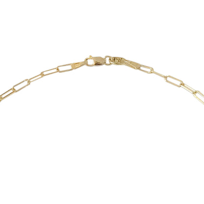 14K Gold Thin Elongated Oval Link Ankle Bracelet, Small Size Links