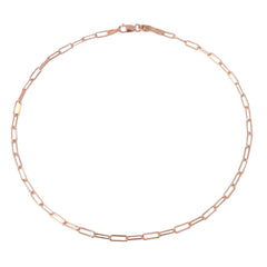 14K Gold Thin Elongated Oval Link Ankle Bracelet, Small Size Links