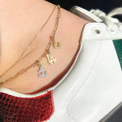 14K Gold Pavé Diamond XS Anchor Necklace