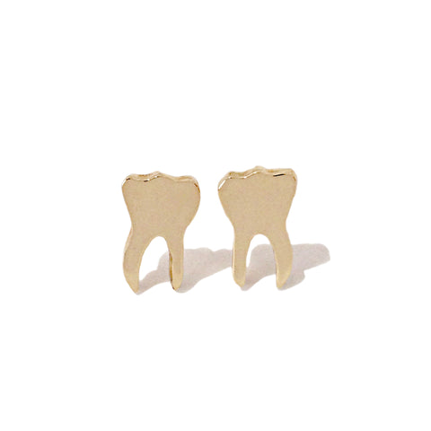 14K Gold Tooth Stud Earrings