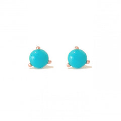 14K Gold Solitaire 3mm Turquoise Cabochon Martini Stud Earrings