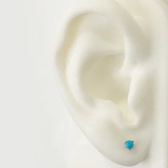 14K Gold Solitaire 3mm Turquoise Cabochon Martini Stud Earrings