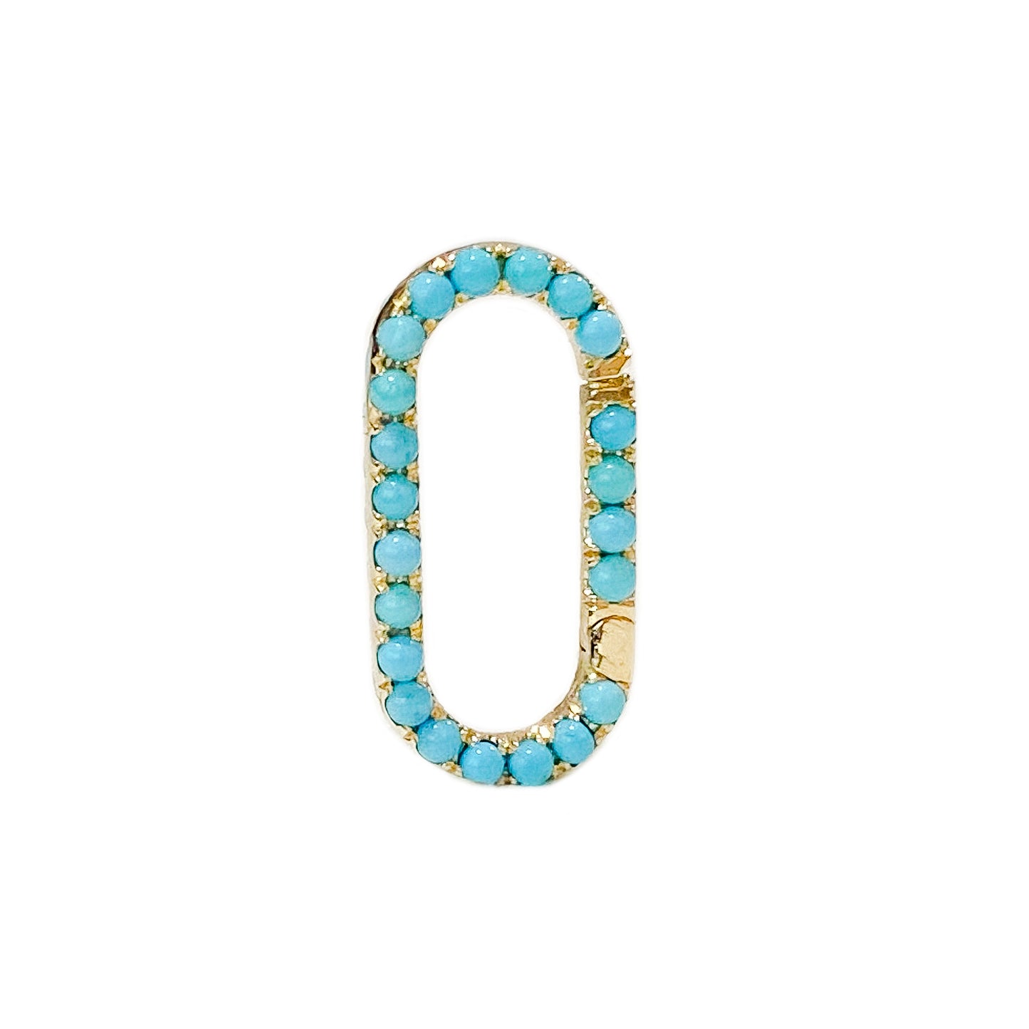 14K Gold Turquoise Elongated Oval Charm Enhancer ~ Large Size