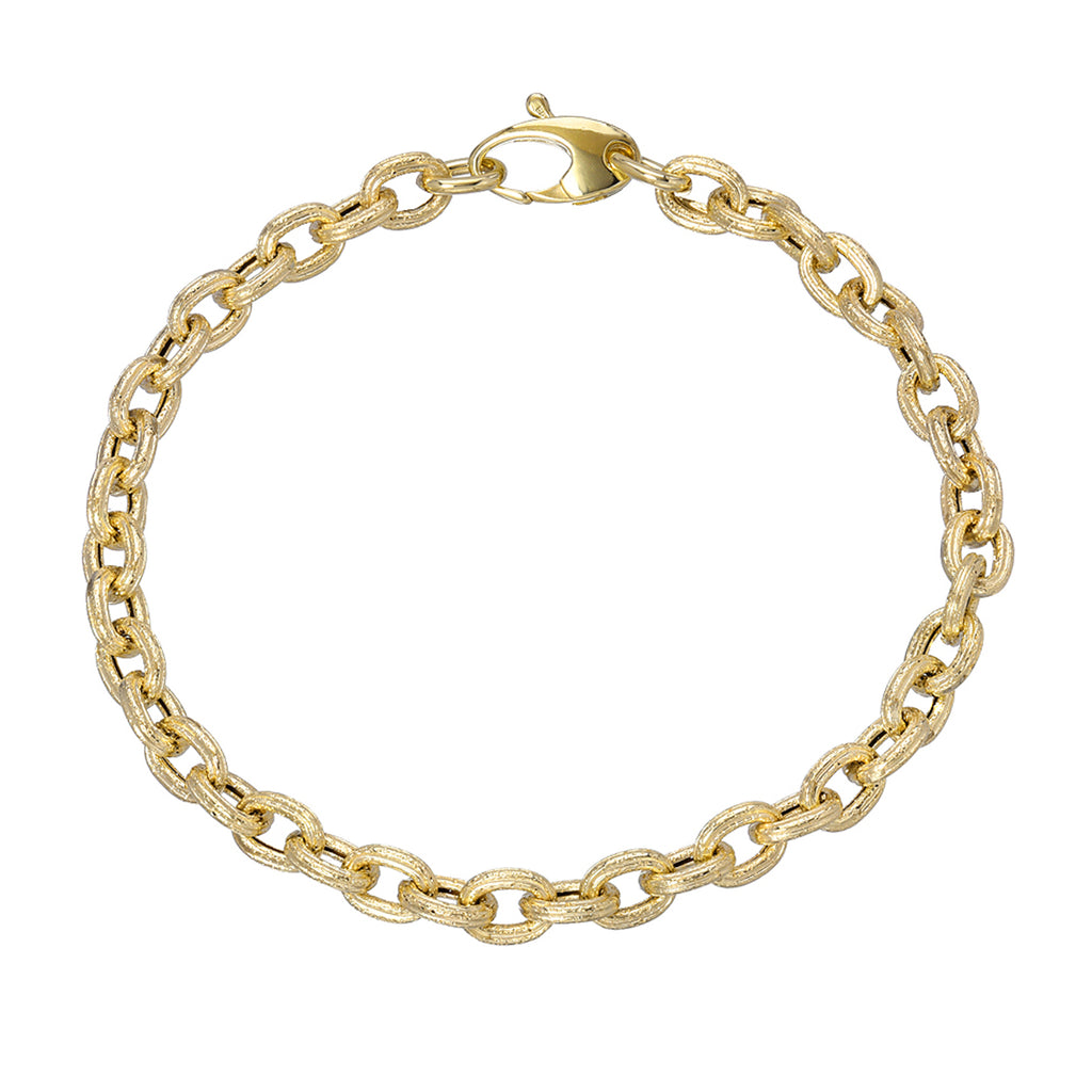 14K Gold Rustic Thick Oval Link Bracelet, Small Size Links ~ In Stock!