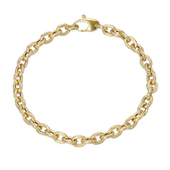 14K Gold Rustic Thick Oval Link Bracelet, Small Size Links