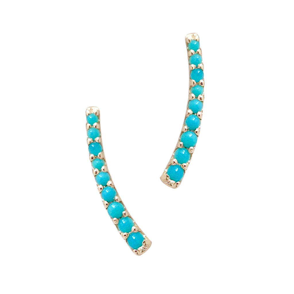 14K Gold Turquoise Climber Arch Earrings