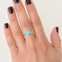 14K Gold Turquoise Heart Solitaire Ring