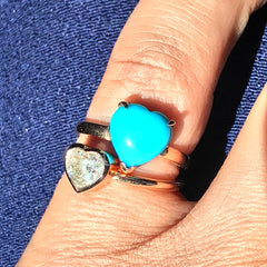 14K Gold Turquoise Heart Solitaire Ring ~ In Stock!