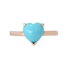 14K Gold Turquoise Heart Solitaire Ring