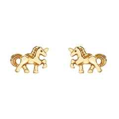 14K Gold Unicorn Stud Earrings