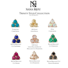 14K Gold Triple Sapphire Trinity Cluster Stud Earrings