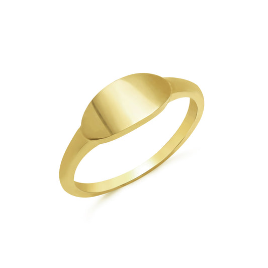 14K Gold Engravable Oval Cigar Band Signet Ring