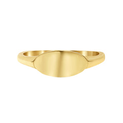 14K Gold Engravable Oval Cigar Band Signet Ring