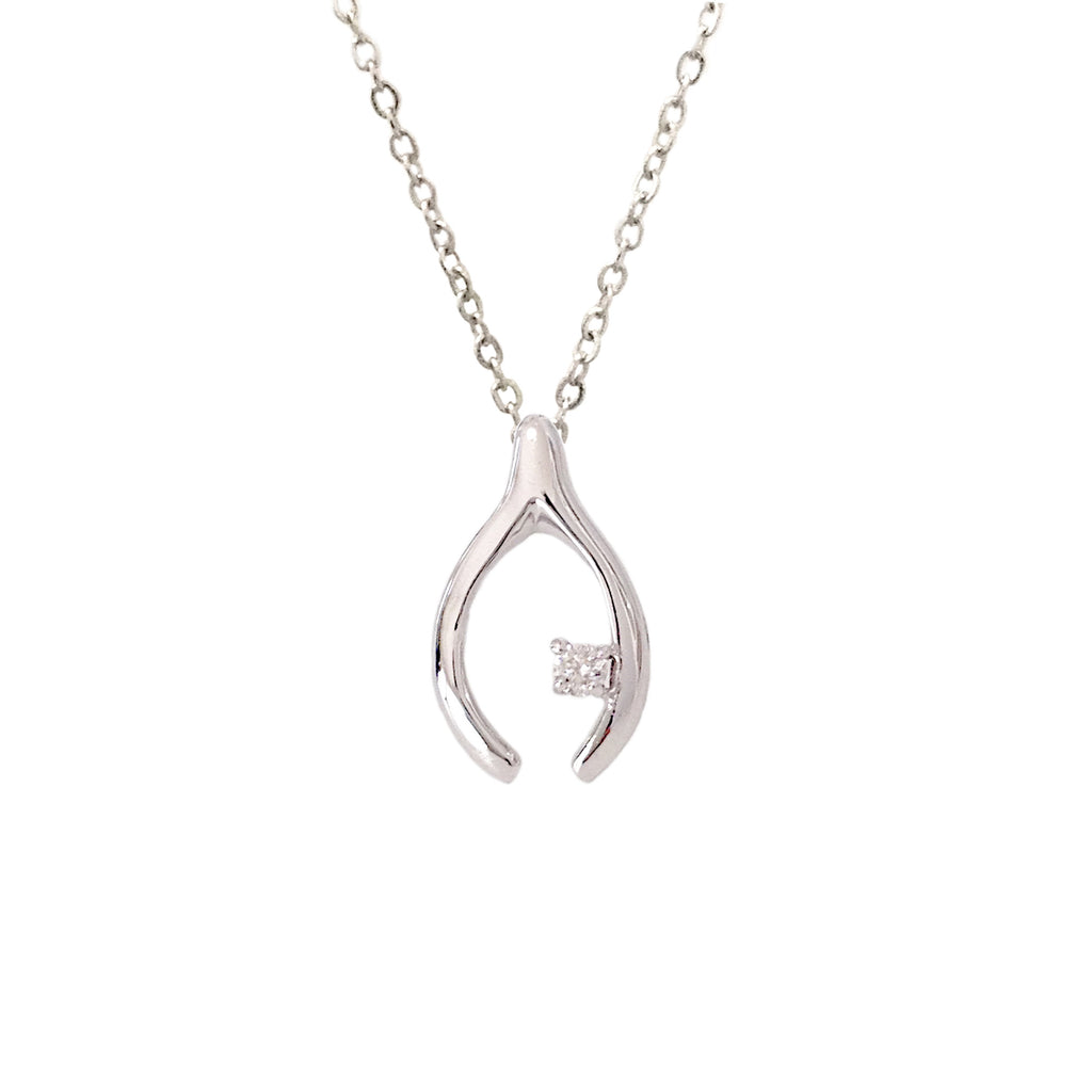 10KT Yellow Gold 0.02ctw Diamond Wishbone Necklace | Harmony Jewellers |  Grimsby, ON