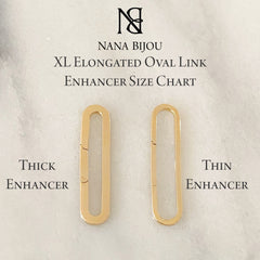 14K Gold Thick Elongated Oval Charm Enhancer, XL Size ~ In Stock!