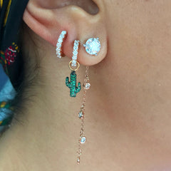 14K Gold Pavé Emerald XS Cactus Stud Earrings