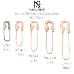 14K Gold Large Size Safety Pin Earring