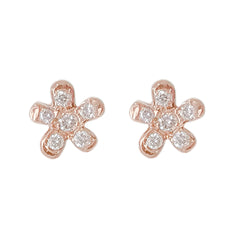 14K Gold Pavé Diamond XS Daisy Flower Stud Earrings