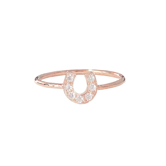 14K Gold Pavé Diamond XS Size Horseshoe Ring