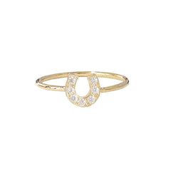 14K Gold Pavé Diamond XS Size Horseshoe Ring