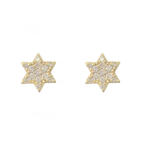 14K Gold Pavé Diamond XS Star of David Stud Earrings