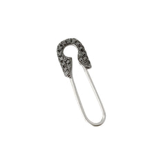 14K Gold Pavé Black Diamond Safety Pin Earring